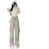 Petite Women's Quick-Dry High-Waisted Cargo Pants - Loose Wide-Leg Summer Hiking Pants