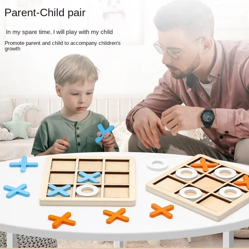 Children's Logical Thinking Mental Board Game Parent-child Early Education XO Chess Puzzle Toddler Toys Wooden