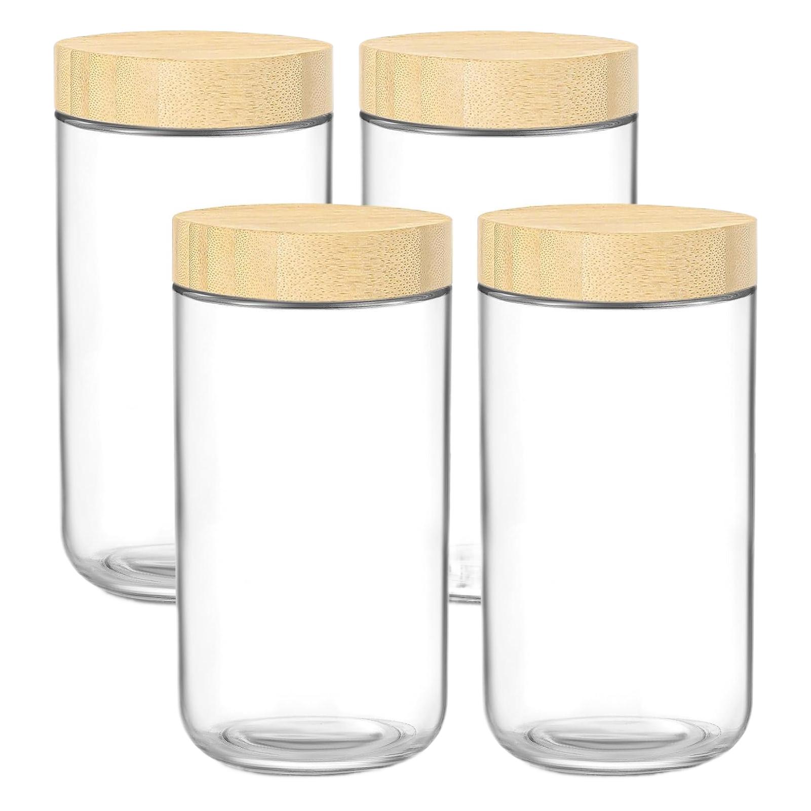 

Набор из 4 стеклянных контейнеров для специй для организованных решений для хранения на кухне Контейнеры объемом 10 унций с крышками