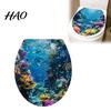 Bathroom Toilet Decals Sea World Sticker, Easy Peel & Stick Seat Lid Remodeling Supplies Decal, Ocean Landscape Wall Stickers for Restroom Home