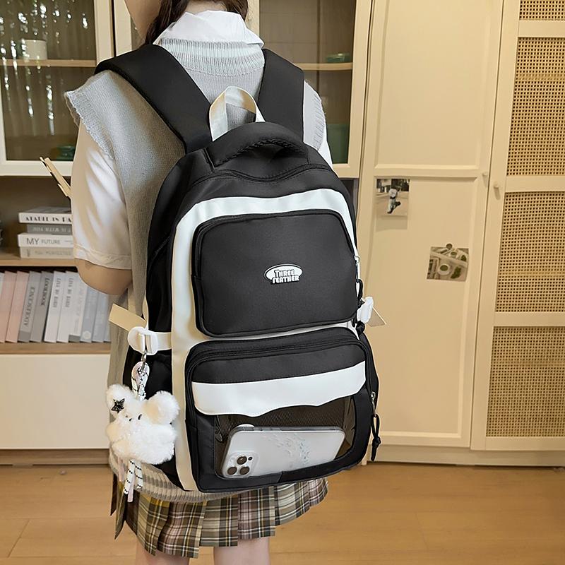 Color Block Student Schoolbag Women's Large Capacity Backpack Computer Bag