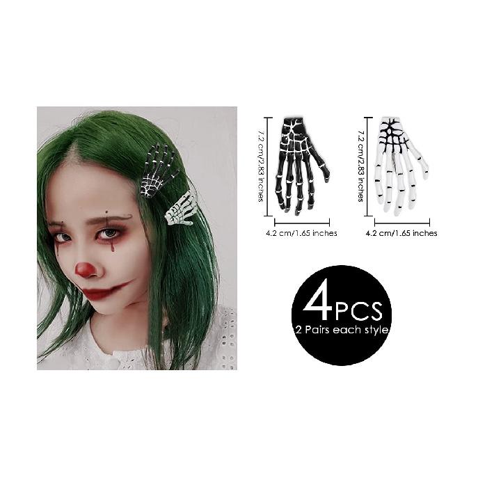 DS. DISTINCTIVE STYLE 2 Pairs Korean Style Gothic Skeleton Hands Bone Hair Clips - Fashion Punk Rock Devil Claw Alligator Barrettes Women Girls Hair