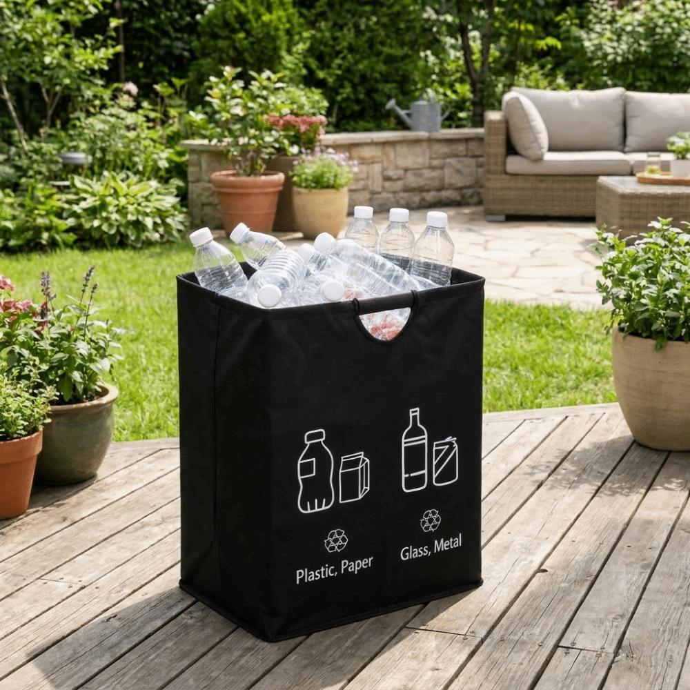 Large Capacity Empty Bottle Storage Basket With Handle Folding Design Kitchen Trash Can Durable Foldable