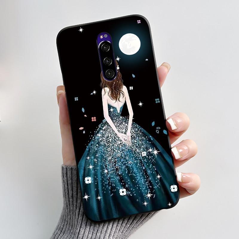 Printing Pattern Case For Sony Xperia 1 / Xperia XZ4 Funda Capa Soft Silicone Black Shell Cover Cute Flower Cartoon Casing Coque