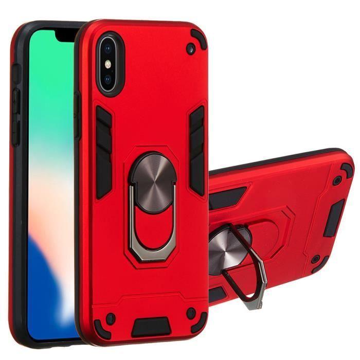Coque - iPhone - iPhone X / XS - Rouge - 360° Stand - Antichoc