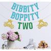 Bibbity Boppity Two Banner,2nd Birthday Party Decor,Two Birthday Decorations,Pumpkin Cart Theme Birthday Decorations Supply Blue & Green