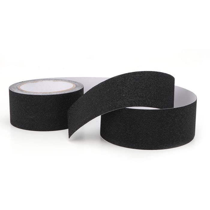 Qiilu Bande de Sécurité d'escalier PEVA/PU Bande de Sécurité Abrasive Anti-dérapante d'escalier Plancher en Caoutchouc 5m(Noir)