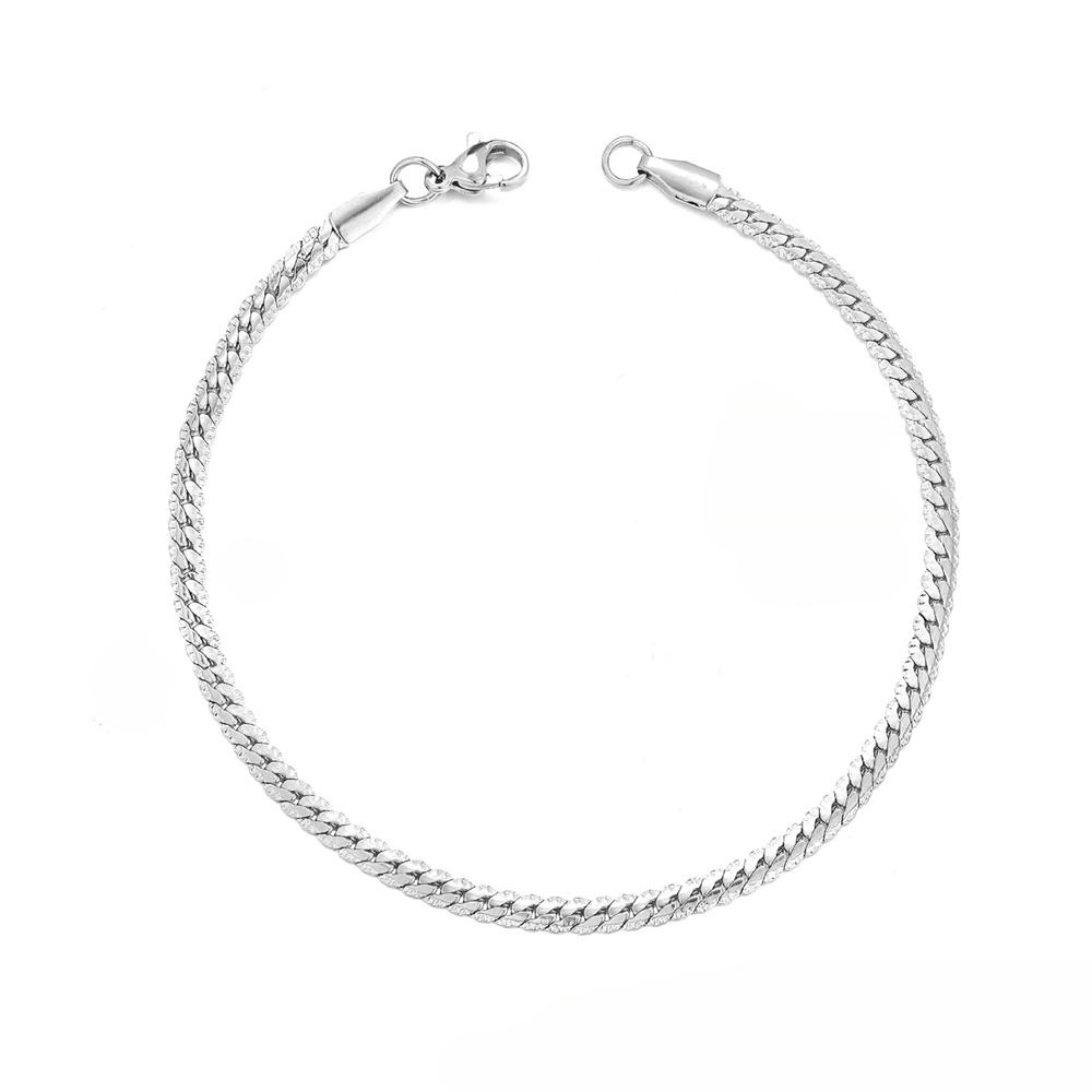 

Punk Flat Snake Chain Bracelet 3mm Gold Silver Color Stainless Steel Embossing Hand Chains for Men Women Fashion Jewelry Gift 18cm