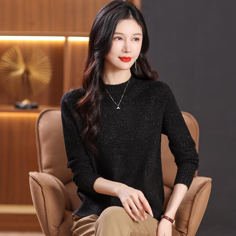Women's High-Quality Wool Sweater - Simple Loose Knit Pullover for Autumn/Winter
