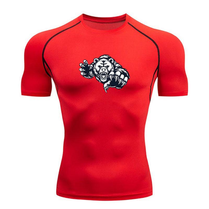 Men's Compression Athletic T-Shirt, Angry Wild Bear Graphic
