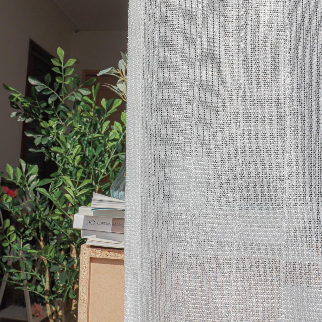 Set of 2 Mirror Lace Curtains with UV Opaque for Daytime Striped 100cm Wide X 88cm with Curtain Protection, Visibility, Pattern, Long, Pre-installed