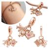 New Charms Sparkling Rose Gold Airplane, Globe & Suitcase Triple Heart Winged Angel Diy Jewelry Gift Fit Original Bracelet Beads