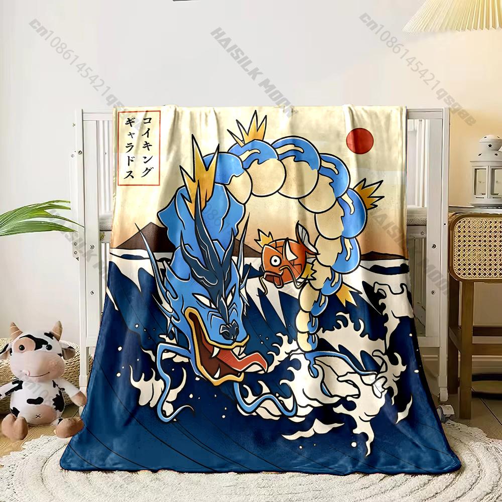 

Best Seller! Classic Japanese Anime Pokemon Card Retro Charizard Print Blanket Home Travel Blanket Sofa Bedding Cover Blanket 75x90cm(30x35in)
