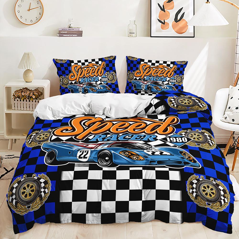 Three-Piece Car Racing Race Quilt Set Two-Piece Bedding Set