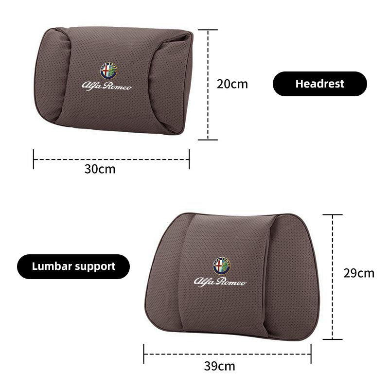 fxrp5 Napa Leather Headrest and Lumbar Support For Alfa Romeo 156 159 4C 8C 166 Giulia Giulietta Mito Stelvio Spider GT Tonale Disco