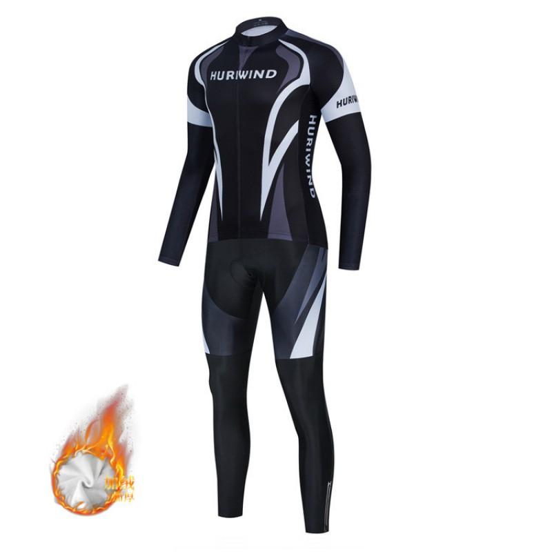 Mens Thermal Fleece Cycling Set Long Sleeve Jersey Pants Mountain Road Bike Winter Ride