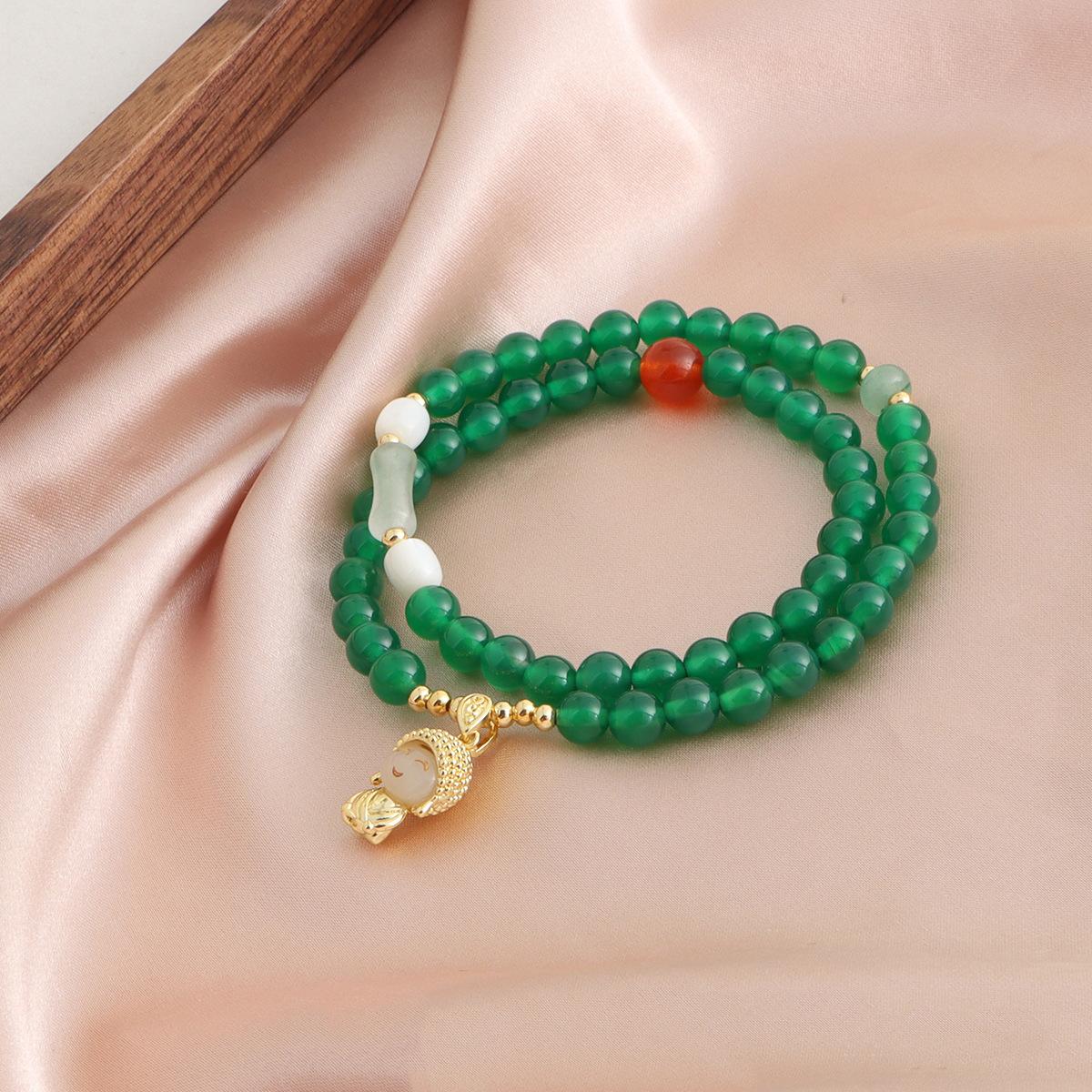 Новый китайский браслет яшма натуральный камень Будда бамбуковое звено браслет из бусин хрустальный браслет национальный стиль литературный и ретро стиль