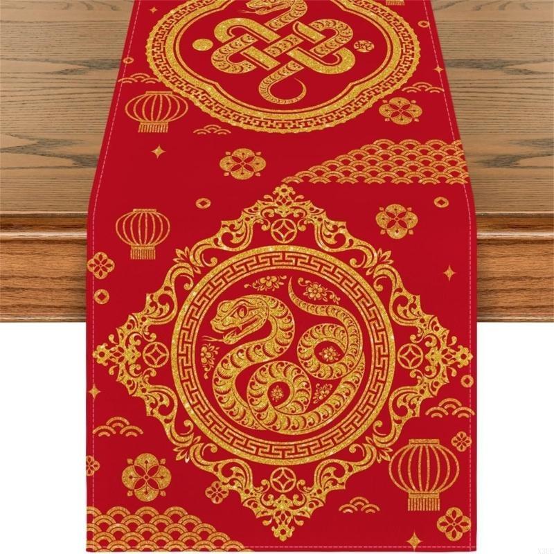 

2026 Chinese New Years Snake Table Runner for Festives Kitchen Decoration X3UC
