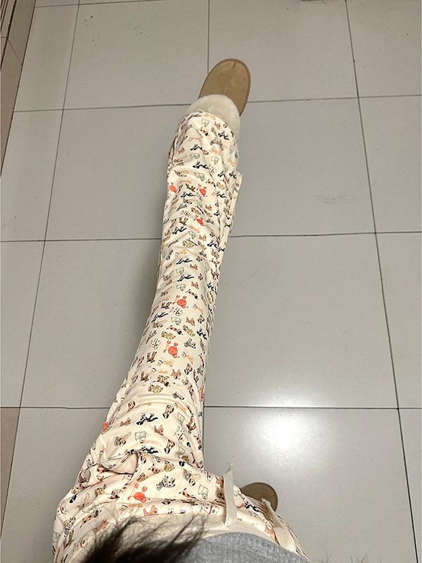 Women's Autumn/Winter Printed Wide-Leg Micro-Flare Casual Pants - Sporty, Versatile, Slimming Style
