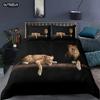 Strong Lions Tiger Bedding Sets Flame Wolf Duvet Cover Single Queen King Full Size Kids Women Rose Room Decor Bedclothes