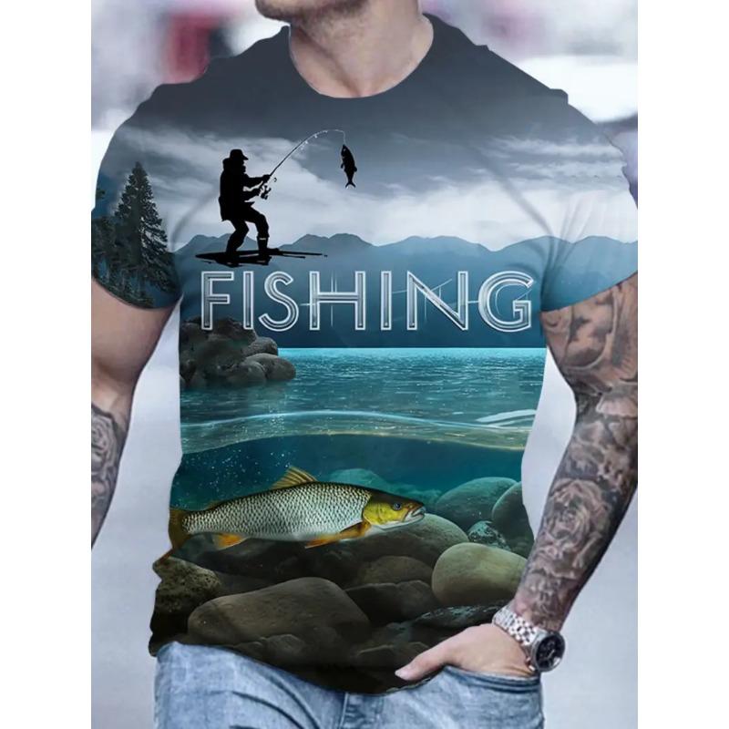 Fashion 3D Carp Fishing Men T-Shirt Fashion O-Neck Short-Sleeve Oversized