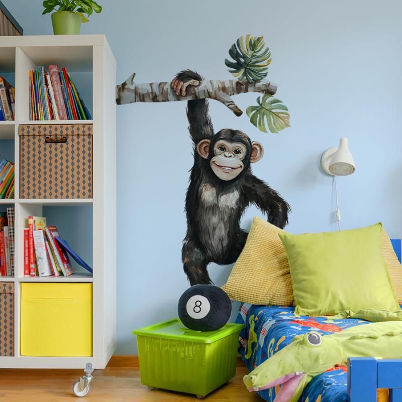 Playful Orangutan Climbing Branches Wall Stickers Decals Monkey Tree Jungle Animal Wall Decals Bedroom Living Room Home Decor