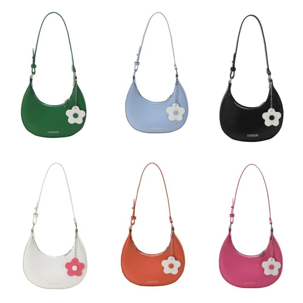 Large Capacity Flower Shoulder Bag Dumpling Shape Women Underarm Bag Half-moon Bag  Streetwear