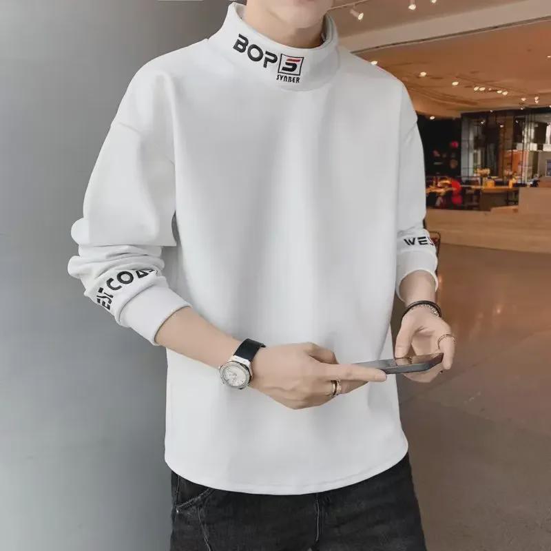 Pánská zimní mikina s polovičním rolákem a plus sametem - Hřejivá, volného střihu, trendy s dlouhým rukávem pro teenagery