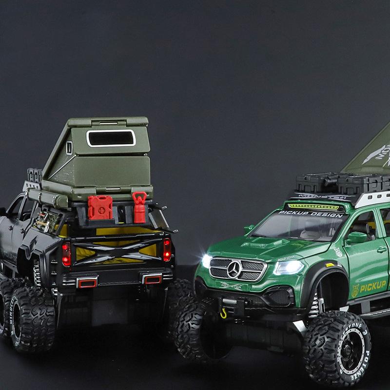 1/28 BENZ X-CLASS 6X6 Οχήματος Κάμπινγκ Εκτός Δρόμου Μοντέλο Αυτοκινήτου από Κράμα Ήχος και Φως Παιδικό Παιχνίδι Συλλεκτικά Δώρο Γενεθλίων