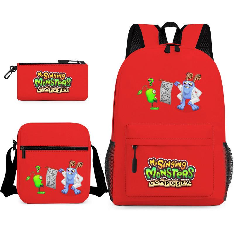 2024 New Monster Concert Starry Sky Backpack My Singing Monsters Elementary School Bag Three-piece Set