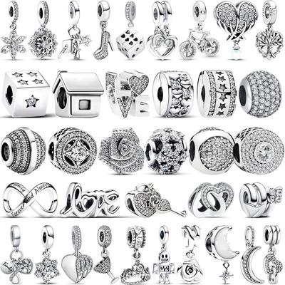 Charm din cupru Sterling 925 Săgeată Răsucită Zaruri Norocoase Pentru Totdeauna & Mereu Iubire Infinită Mărgele Colorate Potrivit pentru Brățară DIY Pantaro