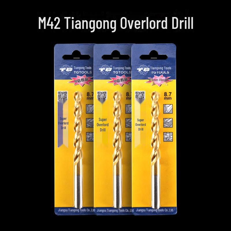 Tiangong Cobalt 8% Titanium-Plated Twist Drill for Hard Metal & Stainless Steel