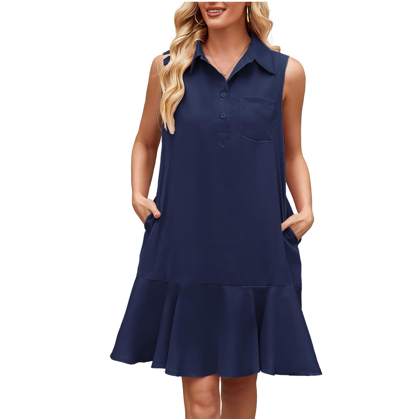 

Жіноча Модна Вільна Повсякденна Сукня -Колір S синій