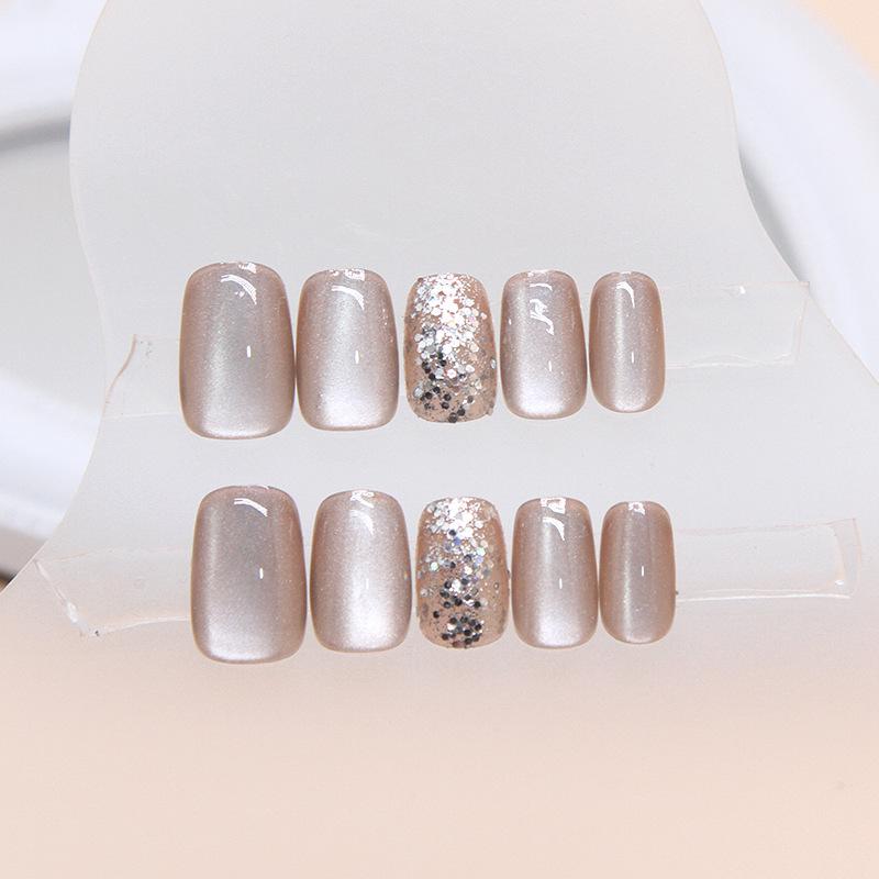 24 Pieces Explosive Short T Cat's Eye Spar Wears Armor To Show White and Gentle Temperament Nail Art Film, Pure Desire Dynamic Nail Film