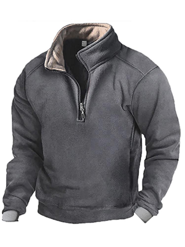 Slim Personality Autumn Winter Casual Stand-up Collar Zip Long-sleeved Pullover Men Moisture Wicking Not Easy To Deform Warmth Heat Breathable Tops