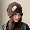 Autumn and Winter New Star Sticker Warm Hat Women's Velvet Windproof Pullover Hat