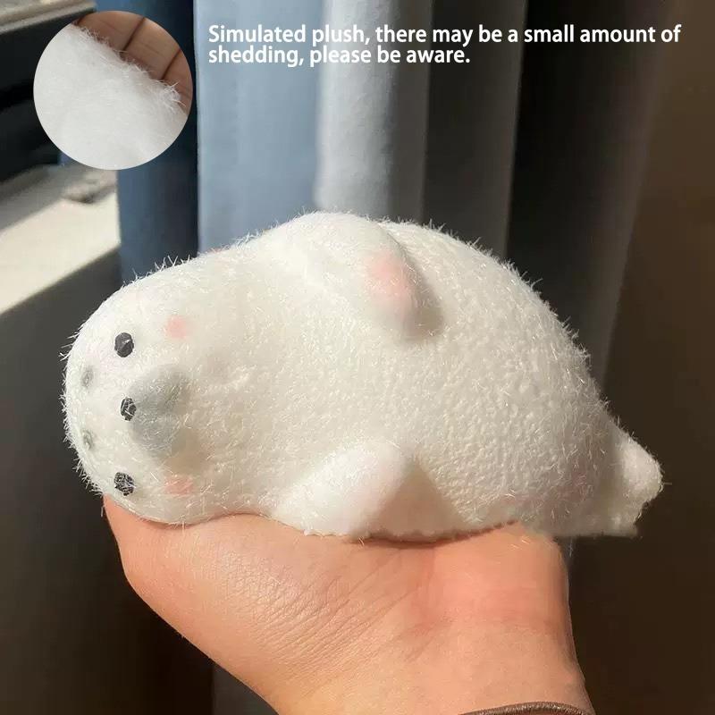 Schattige Pluizige Zeehond Squishy Knijpspeeltje Zacht TPR Vlokkering Simulatie Dier Zeehond Stressverlichter Fidget Bureau Decoratie Anti-angst Cadeau