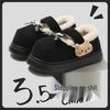 Women's Furry Non-Slip Cotton Slippers - Thick-Soled, Closed-Heel for Autumn & Winter