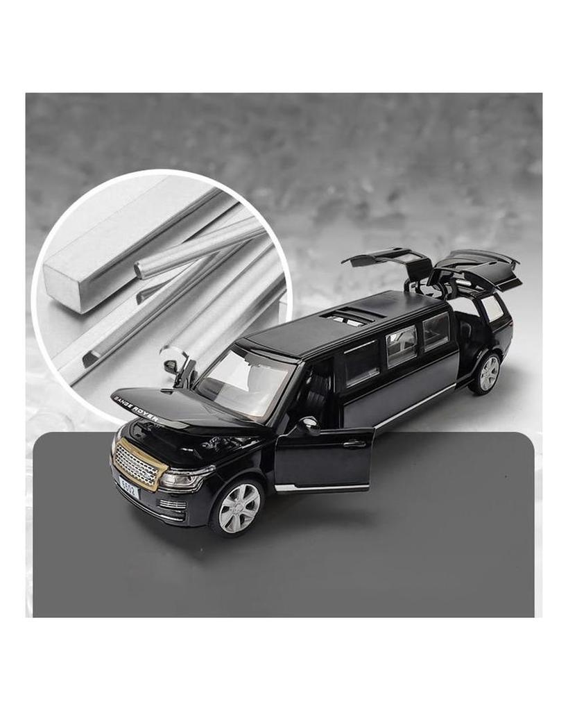 1/32 Scale Land Range Rover Lengthen Diecast Car Model Toy, Pull Back Toy Vehicle with Sound and Light for Kids Toddler Boys Girls Gift Collection