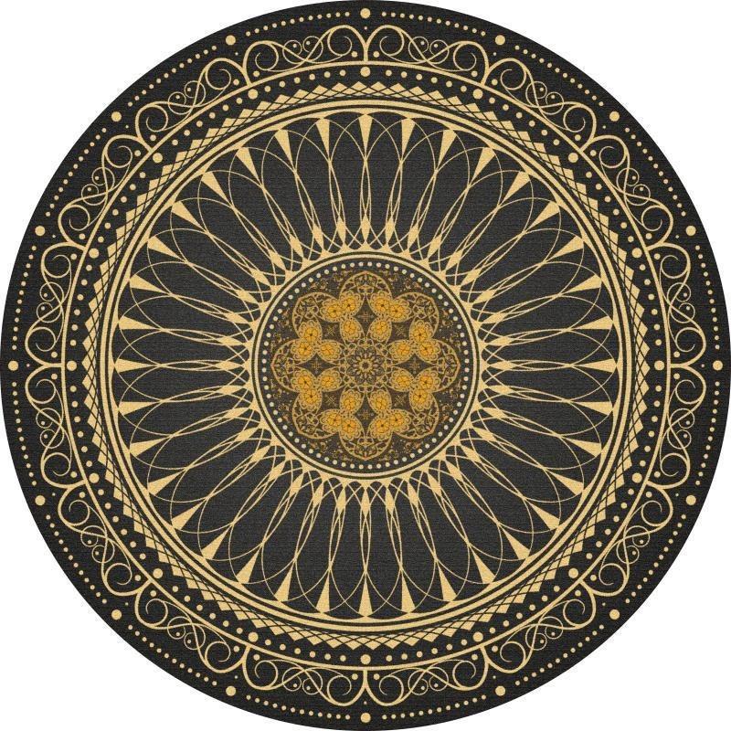 Crystal Round Boho Living Room Carpet Ethnic Style Full Cover Bedroom Study Floor Mat Home Rocking Chair Non-slip Carpet