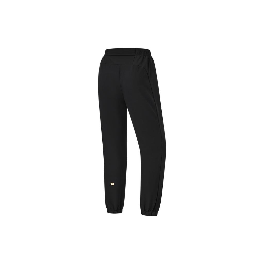 Li Ning Running Series Solid Color Mid Waist Woven Knitted Sports Pants Women Pants Black AYKU046-1