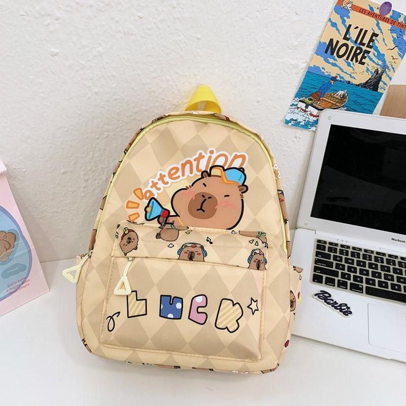 Cute Capybara Bathing Swimming Circle Beach Cartoon Printed Children Backpack