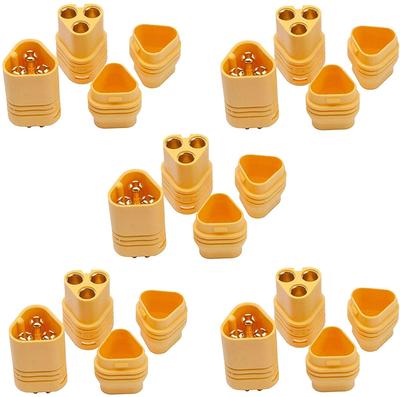 5 Pairs MT60 Male-Female Connectors 3.5mm – High Quality for RC Model LiPo Batteries – Yellow – Plastic
