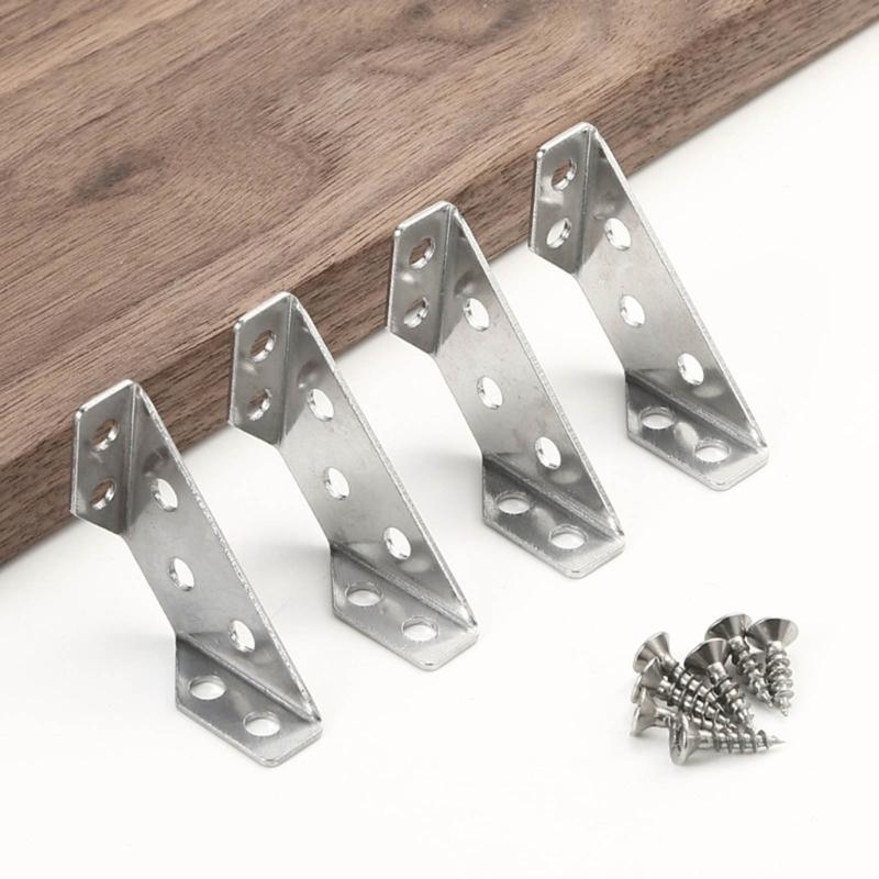 Set of 20 Triangle Mounting Connectors Stainless Steel Corner Brackets Convenient for Strengthening Furniture Joints