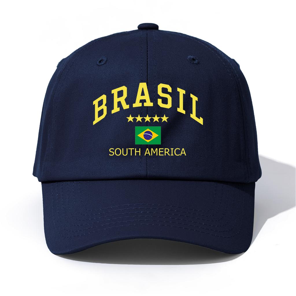 1pc BRASIL Print Baseball Cap for Adults,Minimalist Retro Style Casual Soft Adjustable Dad Hat,Perfect As Gift