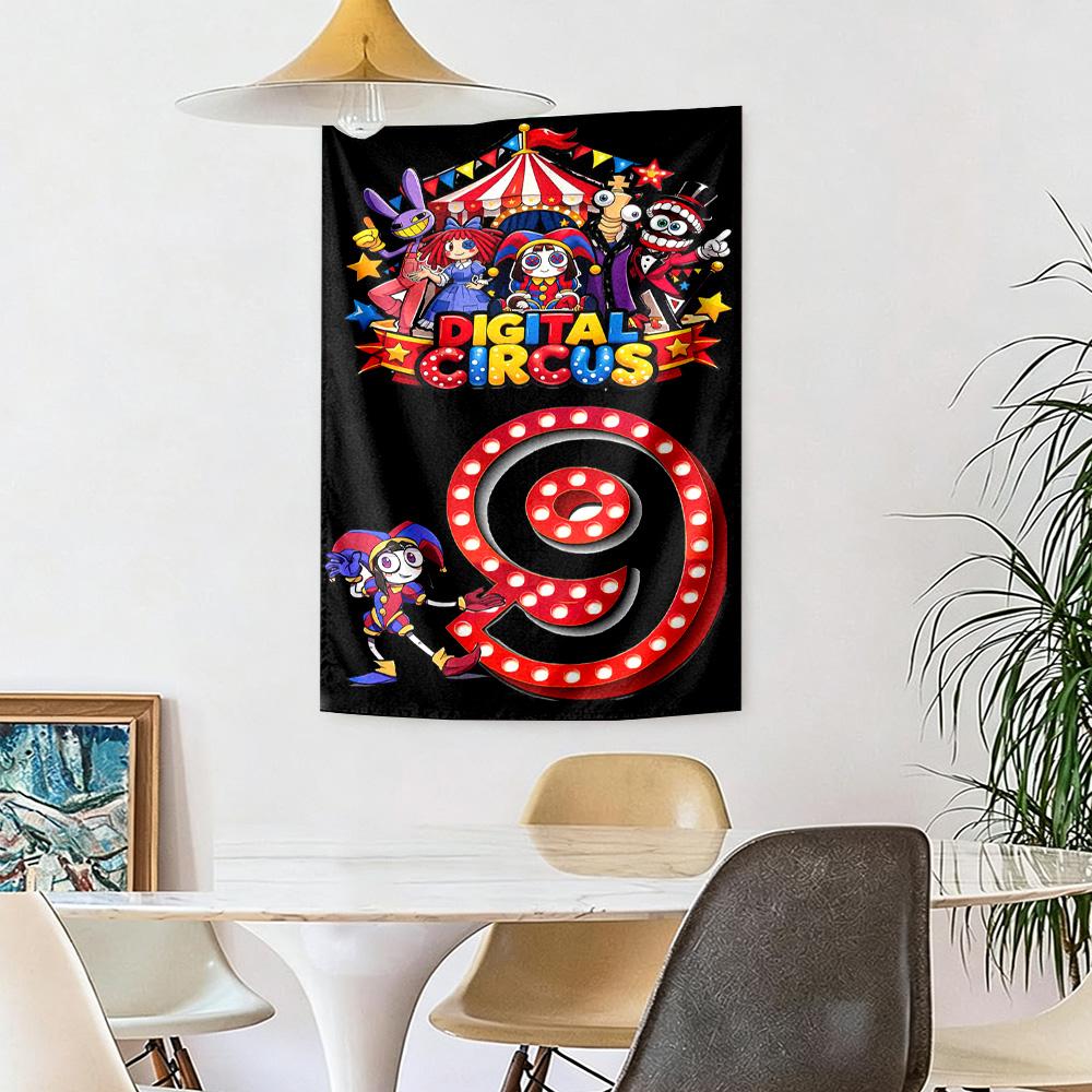 Digital Circus Wall Decor Tapestry Art For Pet Memorial Birthdaywedding Party Backdrop Family Gift