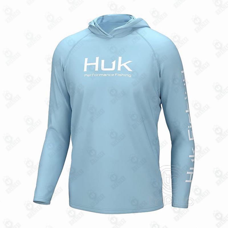 HUK Outdoor Hooded Sun Protection Fishing Shirt - UV Guard & Milk Silk for Comfort