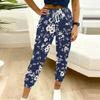 Summer Ladies Floral Print Sweatpants Loose Fit Drawstring Joggers Elastic Cuff Daily Casual Pants