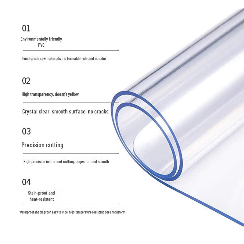 Transparent PVC Waterproof Table Mat: Oilproof, Heat-Resistant, Soft Glass, Wash-Free for Dining and Coffee Tables