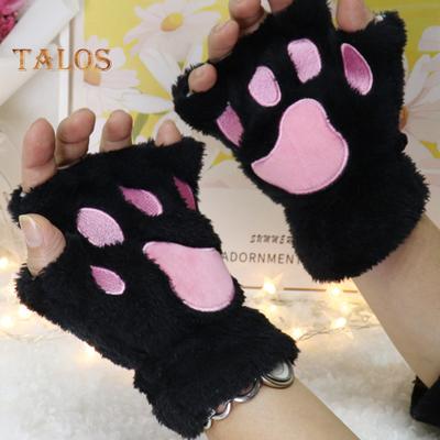 1 paio di guanti invernali da donna, mezze dita, a forma di zampa di gatto, spessi, morbidi, elastici, caldi, con ritenzione del calore, antiscivolo, antivento, protezione per il polso, per ciclismo e equitazione